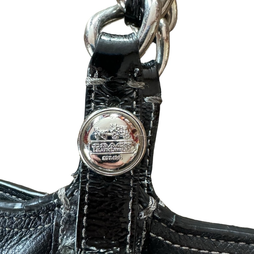 Coach Black Pebbled Leather Madison Tribeca East West Bag Chain/Leather Handles - Picture 4 of 15